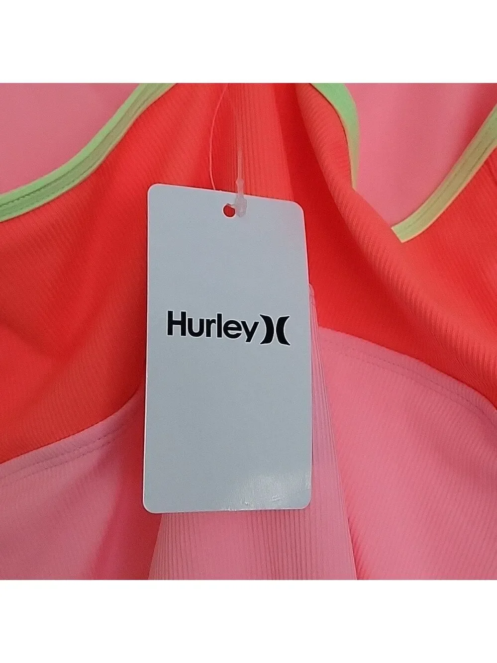 Hurley Girls Ribbed One-Piece Swimsuit Pink Flamingo Size M 7/8